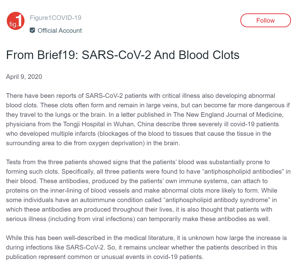 Blood Clots and COVID 19