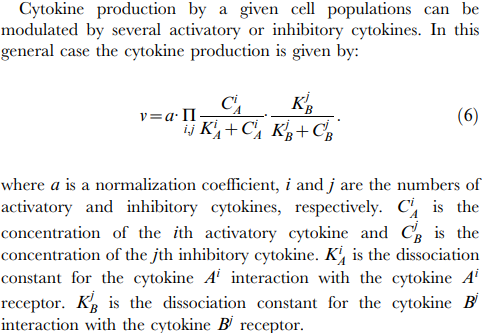 Cytokine A and B inhibitory excitatory Concentration Dynamics Valeyev et al 2010
